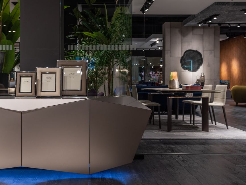 Modern furniture showroom with professional displays